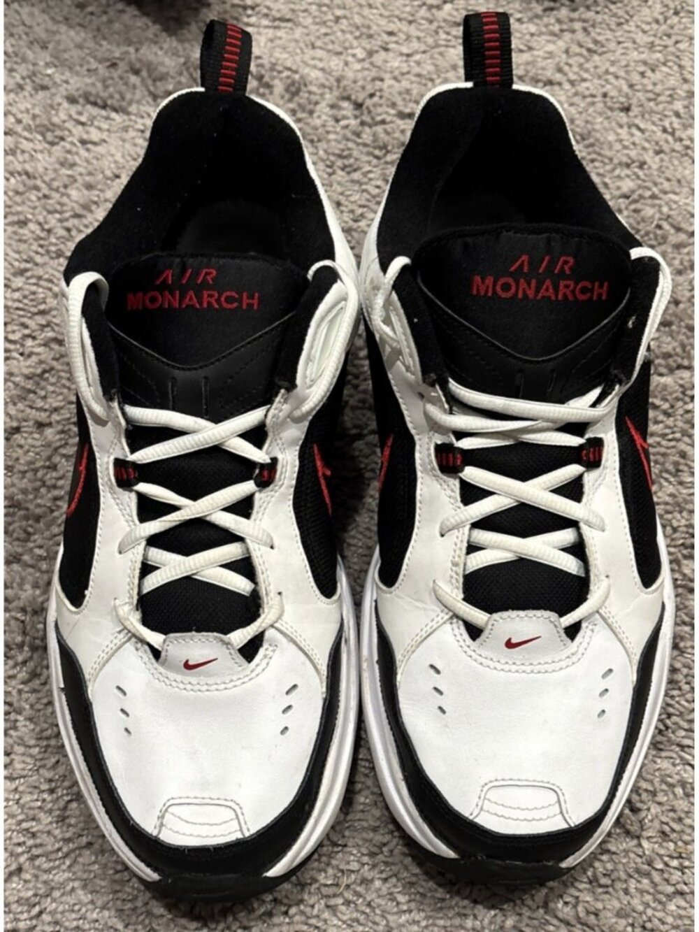 Size 11.5 - Nike Air Monarch IV White Black Red - Picture 4 of 8